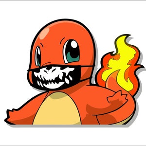 Charmander Mask Peeking Vinyl Decal Stickers Anime Pokemon | Etsy