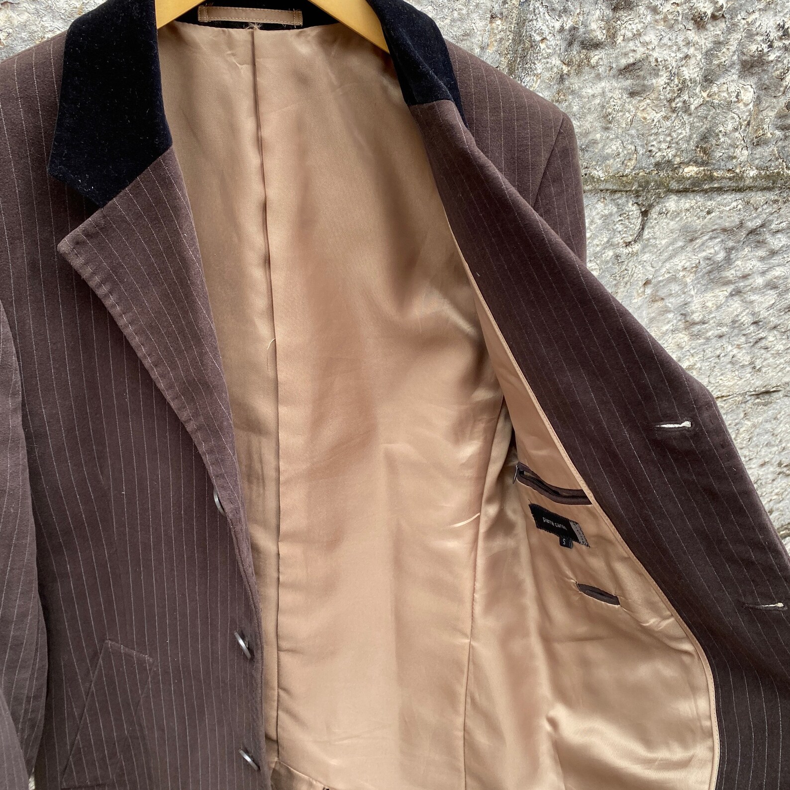 Vintage 90s striped 3/4 length Teddy Boy jacket with velvet Etsy