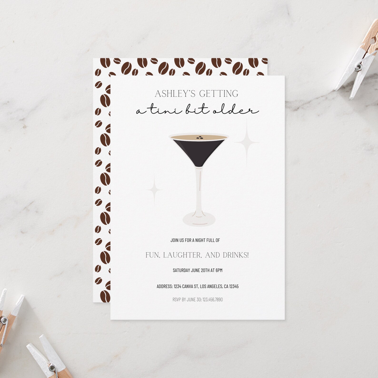 A Tini Bit Older Espresso Martini Birthday Invitation Template Martini