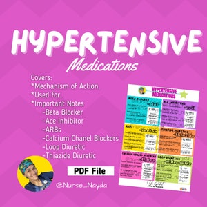 Medicamentos hipertensivos, Medicamentos hipertensivos, Escuela de enfermería, Guía de estudio, NCLEX, Farmacología, Notas digitales de enfermería, Guía de estudio de la escuela de enfermería