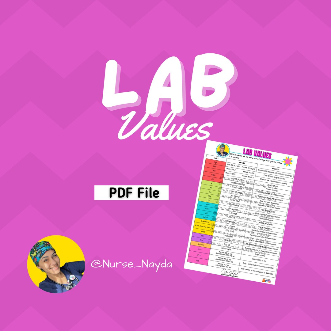 Lab Values Notes Labs, Blood Labs, Lab Values, Nurse School, Study Guide, NCLEX, Nurse ...