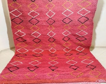 Wonderful Red Berber Rug, Diamond Moroccan Rug, Handmade Rug, Authentic Carpet, Handwoven Wool Rug, Traditional Berber Rug, Beni Ourain Rug