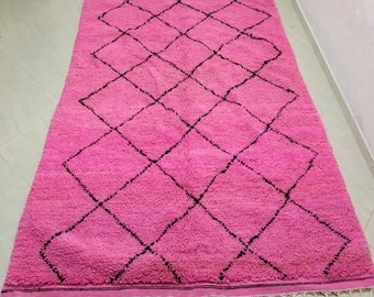 Pink Moroccan Rug, Pink Beni Ourain Rug, Diamond Pattern Area Rug, Pink Berber Rug, Handmade Morocco Rug, Large Moroccan Rug, Moroccan rug