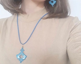 Minakari ( Enamel) necklace & earrings, copper necklace, Handcrafted, Handmade