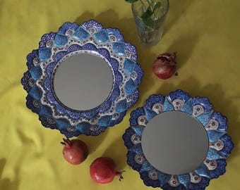 Mirror, Decorative, minakari, Haftsin, Enamel, , Handcrafted, Haftseen,candlesticks& mirror, Persian New Years, Noroz. Nowruz, هفتسین
