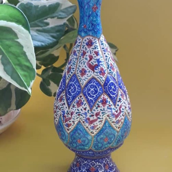 Mina Vase, Enamel, miniature, On table, Decor vase, Persian Art ,