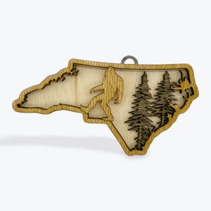 State of North Carolina Bigfoot Christmas Ornament, SVG, digital download, glowforge, laser cut file