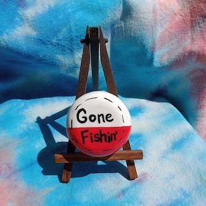 Gone Fishin&#39; Hand Painted Rock