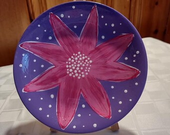 Pink Flower Hand Painted Ceramic Trinket/Ring Dish