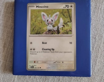 Minccino Pokémon Card Coaster – Handmade Resin Sealed Tile Coaster – Real Trading Card – Cork Backed – Pokémon Gift