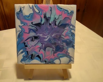 Paint Pour Ceramic Tile Coaster 1