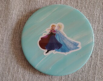 Anna and Elsa Round Tile Coaster