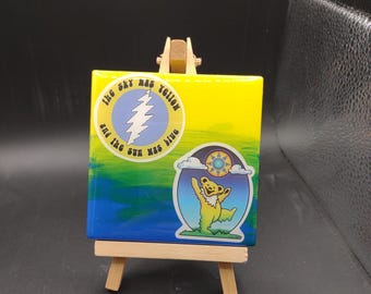 Grateful Dead, Yellow Sky, Blue Sun, Square Tile Coaster