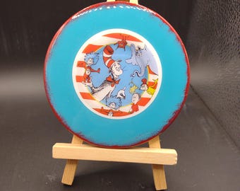Cat in the Hat Round Tile Coaster