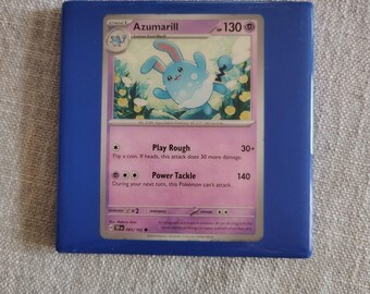 Azumarill Pokémon Card Coaster – Handmade Resin Sealed Tile Coaster – Real Trading Card – Cork Backed – Pokémon Gift