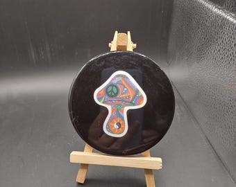 Trippy Mushroom Round Tile Coaster