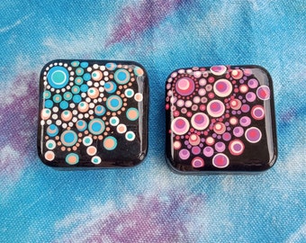 Square Mandala Hand Painted Rock, various colors, choose one