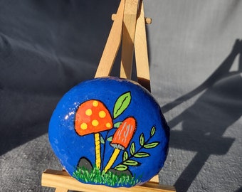 Cute Mushrooms on a Hand Painted Rock