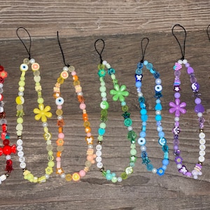 90s Y2K Trendy Phone Strap | Beaded Phone Charm Strap | Cell Phone Charm | Beaded Phone Charm | Colorblock Phone Strap | Trendy Phone Charm