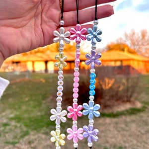 Beaded Flower Phone Charm with Inspirational Words | Grow | Phone Charm | Y2K Beaded Phone Charm | Phone Accessories | Charm For Your Phone