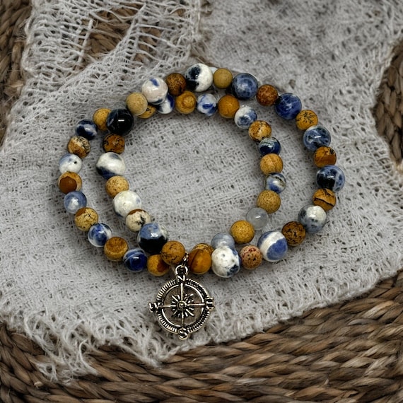 Pierres Naturelles Bracelet Boussole Homme Bracelet En Perles De