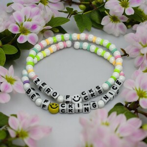 Be Nice Beaded Bracelet | Zero F*cks Word Bracelet | Summer Word Bracelet | Stacked Bracelets | Motivational Word Beaded Bracelet | For Her