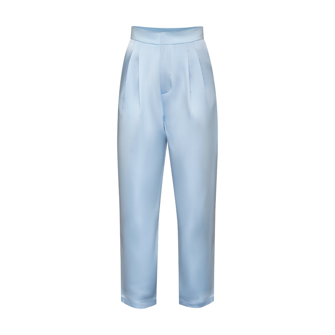 Light Blue Satin Trouser Pants Etsy