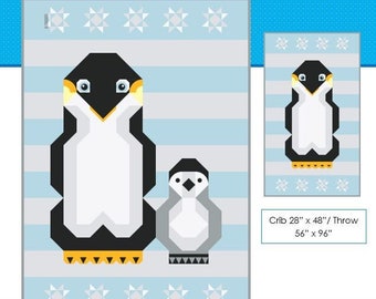 Penguin Quilt Pattern PDF - Two Layouts - Crib/Throw/Double