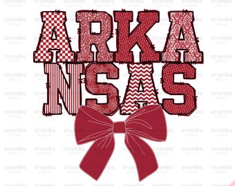 Arkansas PNG | Arkansas Coquette Bow Png | Preppy Arkansas Shirt Sublimation Design | Red Arkansas Game Day Png | Trendy Arkansas Png