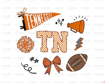 Tennessee Doodle PNG | Coquette Tennessee Png | Checkered Tennessee Shirt Sublimation Design | Tennessee Game Day | Tennessee Png