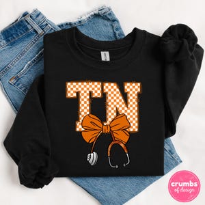 Tennessee PNG | Tennessee Stethoscope Bow Png | Tennessee Nurse Doctor Sublimation Design | Tennessee Game Day Shirt | Tennessee State Png image 3