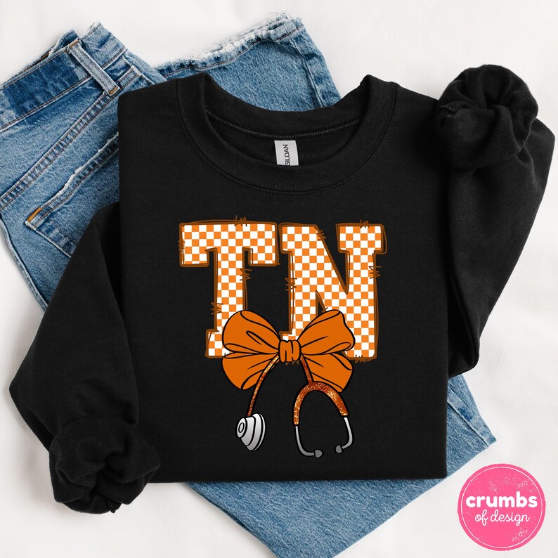 Tennessee PNG | Tennessee Stethoscope Bow Png | Tennessee Nurse Doctor Sublimation Design | Tennessee Game Day Shirt | Tennessee State Png image 3