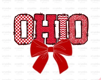 Ohio PNG | Ohio Coquette Bow Png | Preppy Ohio Shirt Sublimation Design | Red Ohio Game Day Png | Cute Trendy Ohio Png | Ohio  Png