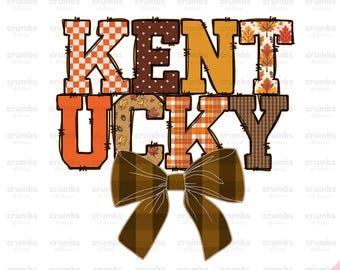 PNG de Outono do Kentucky | Design de Sublimação para Camiseta Kentucky Coquette | Camiseta Moderna para o Dia do Jogo | PNG do Estado do Kentucky no Outono | PNG Preppy do Kentucky
