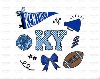 Kentucky Doodle PNG | Coquette Kentucky PNG | Sublimeringsdesign för rutig Kentucky-skjorta | Matchdag för Kentucky | State-png | KY PNG