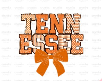 Tennessee Coquette PNG | Preppy Tennessee Shirt Sublimation Design | Tennessee Game Day | Tennessee Png | Tennessee Orange Png Design