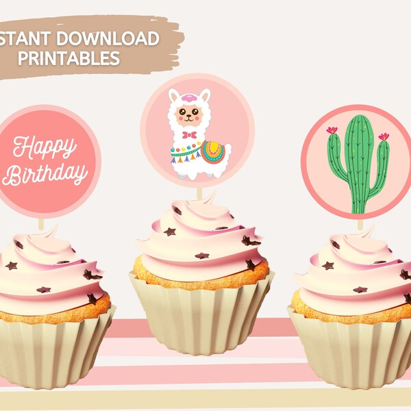 Llama Cupcake Topper - Etsy