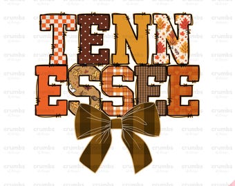Tennessee Fall PNG | Tennessee Coquette Shirt Sublimation Design | TN Fall Png | Trendy Game Day Shirt | Autumn Tennessee State Png