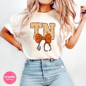 Tennessee PNG | Tennessee Stethoscope Bow Png | Tennessee Nurse Doctor Sublimation Design | Tennessee Game Day Shirt | Tennessee State Png image 2