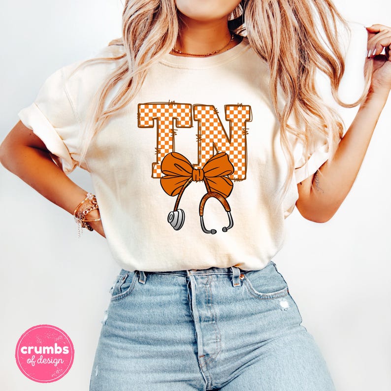 Tennessee PNG | Tennessee Stethoscope Bow Png | Tennessee Nurse Doctor Sublimation Design | Tennessee Game Day Shirt | Tennessee State Png image 2