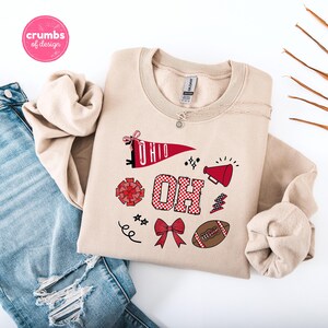 Ohio PNG / Ohio Doodle Football Png / Ohio Coquette Png / Camiseta a cuadros de Ohio / Diseño de sublimación de Ohio / Día del juego de Ohio / Banderín de Ohio Png
