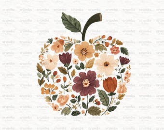 Fall Teacher Apple PNG |  Fall Apple PNG Sublimation Design | Fall Apple Clipart Printable | Perfect for Prints Junk Journals Scrapbooking
