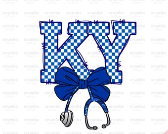 Kentucky PNG | Kentucky Stethoscope Bow Png | Coquette Kentucky Nurse Sublimation Design | Kentucky Game Day Shirt | Kentucky State Png | KY
