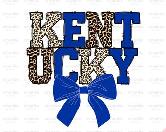 Kentucky Leopard PNG | Trendy Kentucky Coquette Bow Png | Preppy Kentucky Sublimation | Blue Kentucky Game Day Shirt Design