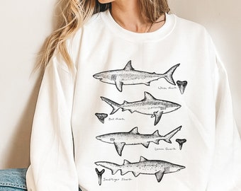 Shark Unisex Heavy Blend Crewneck Sweatshirt, Beach sweatshirt, Ocean hoodie, Gift for shark lovers,Marine biology sweatshirt, minimalist
