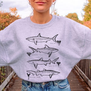 Shark Unisex Heavy Blend Crewneck Sweatshirt, Beach sweatshirt, Ocean hoodie, Gift for shark lovers,Marine biology sweatshirt, minimalist
