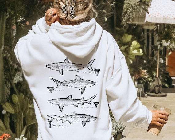 Shark species hoodie, shark tooth hoodie, shark shirt, respect the locals, oversize beach hoodie, beach pullover, surfing hoodie, shark gift