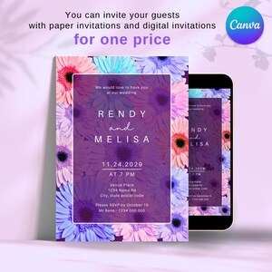Nice! Wedding Invitation Template Canva, Printable & Digital Invitation, Canva Editable Template, Save The Date, Digital Template  &#39;WI 5&#39;