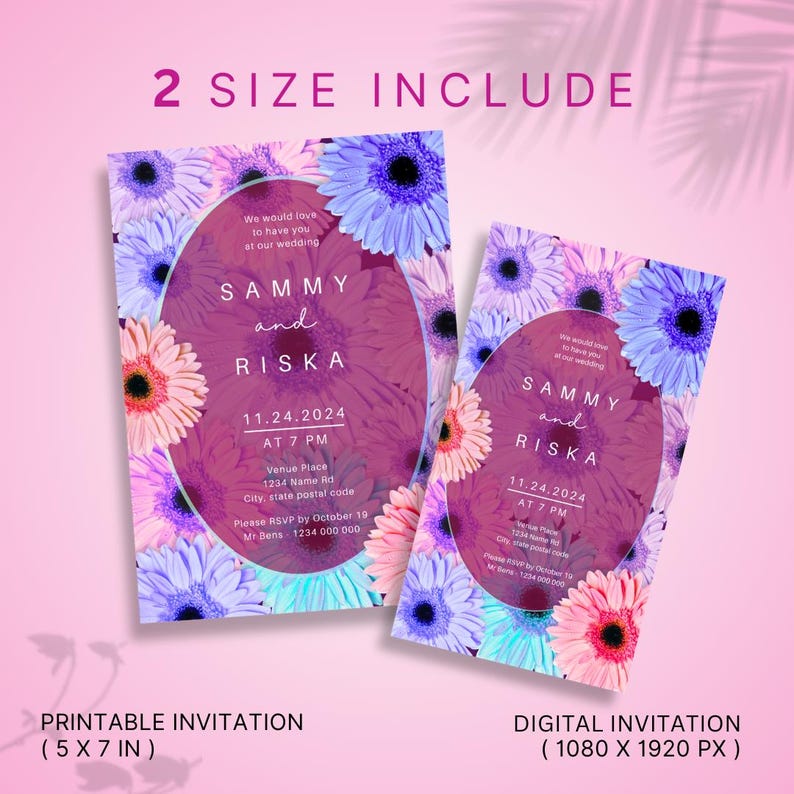 Cool Wedding Invitation Template, Printable & Digital Invitation, Canva