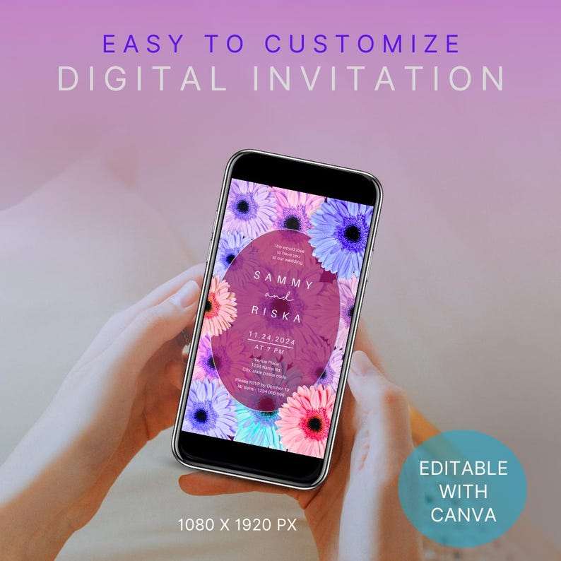 Cool Wedding Invitation Template, Printable & Digital Invitation, Canva
